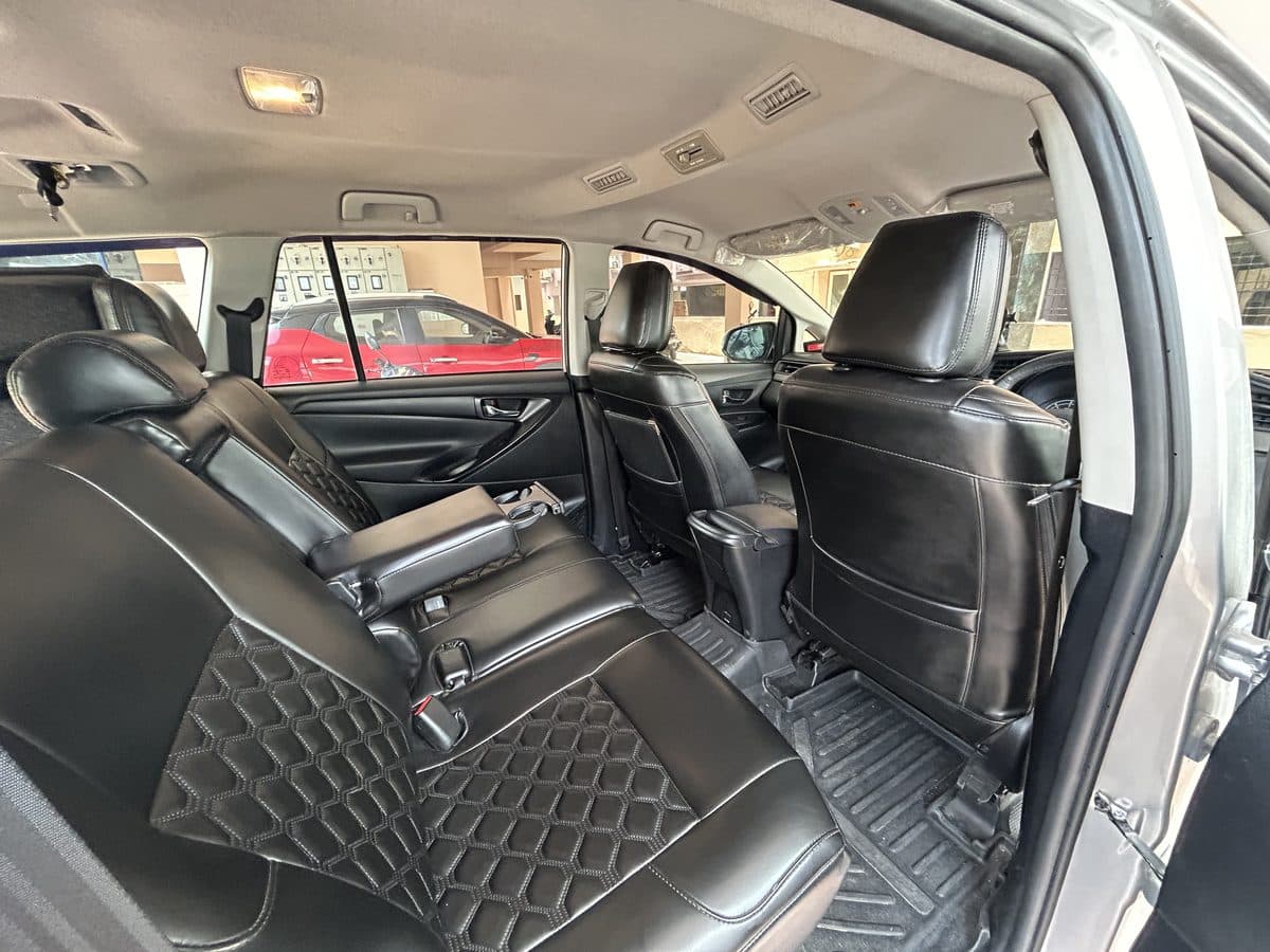 Innova Crysta taxi rear cabin seating — up to 7 passengers, Chennai